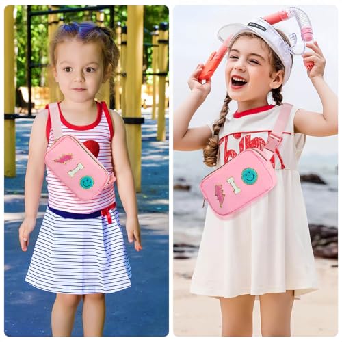 Image of PainZieteg Fanny Pack for Girls Chenille Letter Belt Bag Crossbody for Kids | Preppy Nylon, Waterproof, Gold-Plated Zipper, Adjustable Strap, Birthday Christmas Easter Gifts for 4-13 Year Old Teen Girls