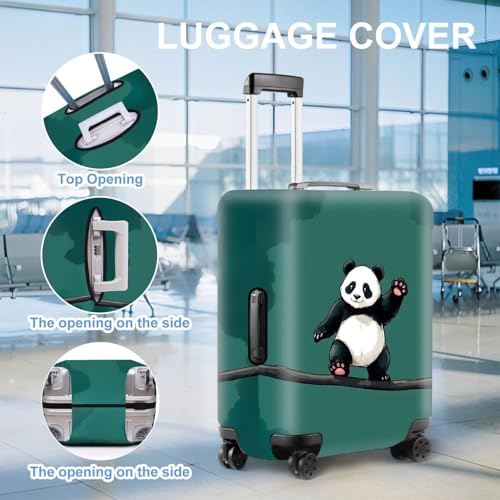 Image of Asian Panda Luggage Cover - Cute Bear Print Suitcase Protector, Perfect Travel Gift for Panda Lovers Visiting China, Fits 24 inch-26 Suitcase,M,Panda