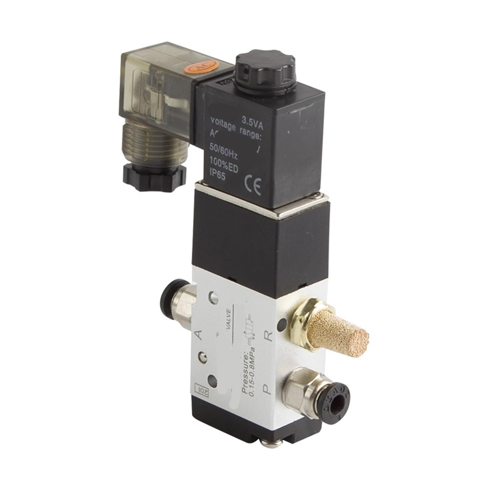 1 unidad 3V110-06 No NC - Electroválvula de 3 vías DC12 V 24 V AC 110 V 220 V válvula de control de aire neumática, electroválvula de gas eléctrica cuerpo válvula de aluminio (3V110-06 No 6