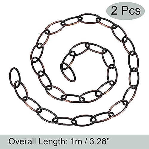 Image of MECCANIXITY Pendant Light Fixture Chain, 3.2mm Thick 1m Long Chandelier Hanging Links, Iron Electroplated Red Bronze, Pack of 2