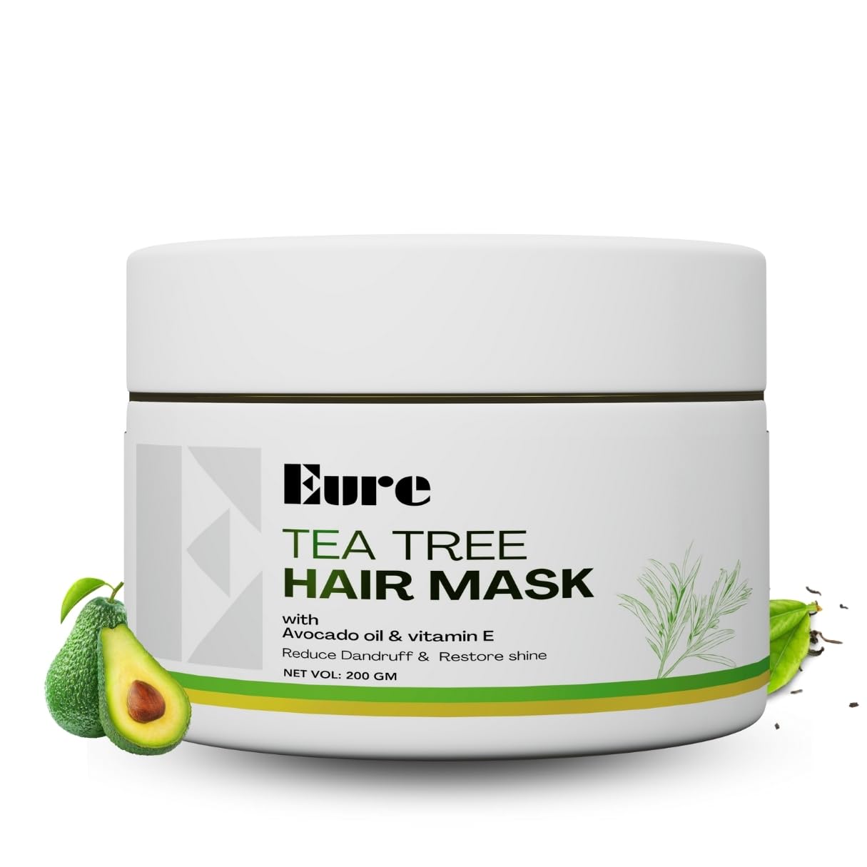 Eure Tea Tree Hair Mask for Reduce Dandruff & Restore Shine with Avocado Oil and Vitamin E - Stimulates Hair Growth, Improves Scalp Circulation, Strengthens & Shine Hairs, Nourishes Scalp - 200g-image-37