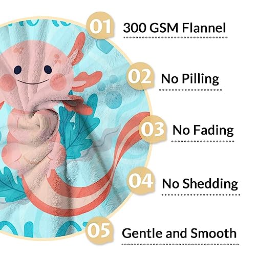 Girl Blanket - 30x40 Inches Personalized Cute Axolotl Throw - Blue Soft Fuzzy Blankets for Couch & Office