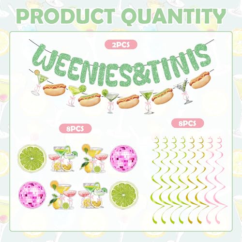 Image of Wennie Tinis Martini Party Decorations Include Wennie Tinis Banner and Hanging Swirls Hot Dog Wennie Tinis Theme Party Supplies for Bachelorette Party
