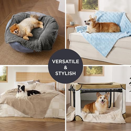 Bedsure Hundedecke für Haustier Hunde Katzen Welpen Weiche Warme Matte, flauschig und weich, Hellgraubraun 100x120 cm
