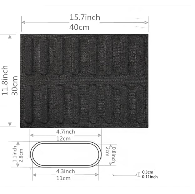 Strips 16-cavity silicone burger tray baking pan puff silicone mold non-stick mesh bread mold French non-stick silicone model food grade household oven high temperature resistant