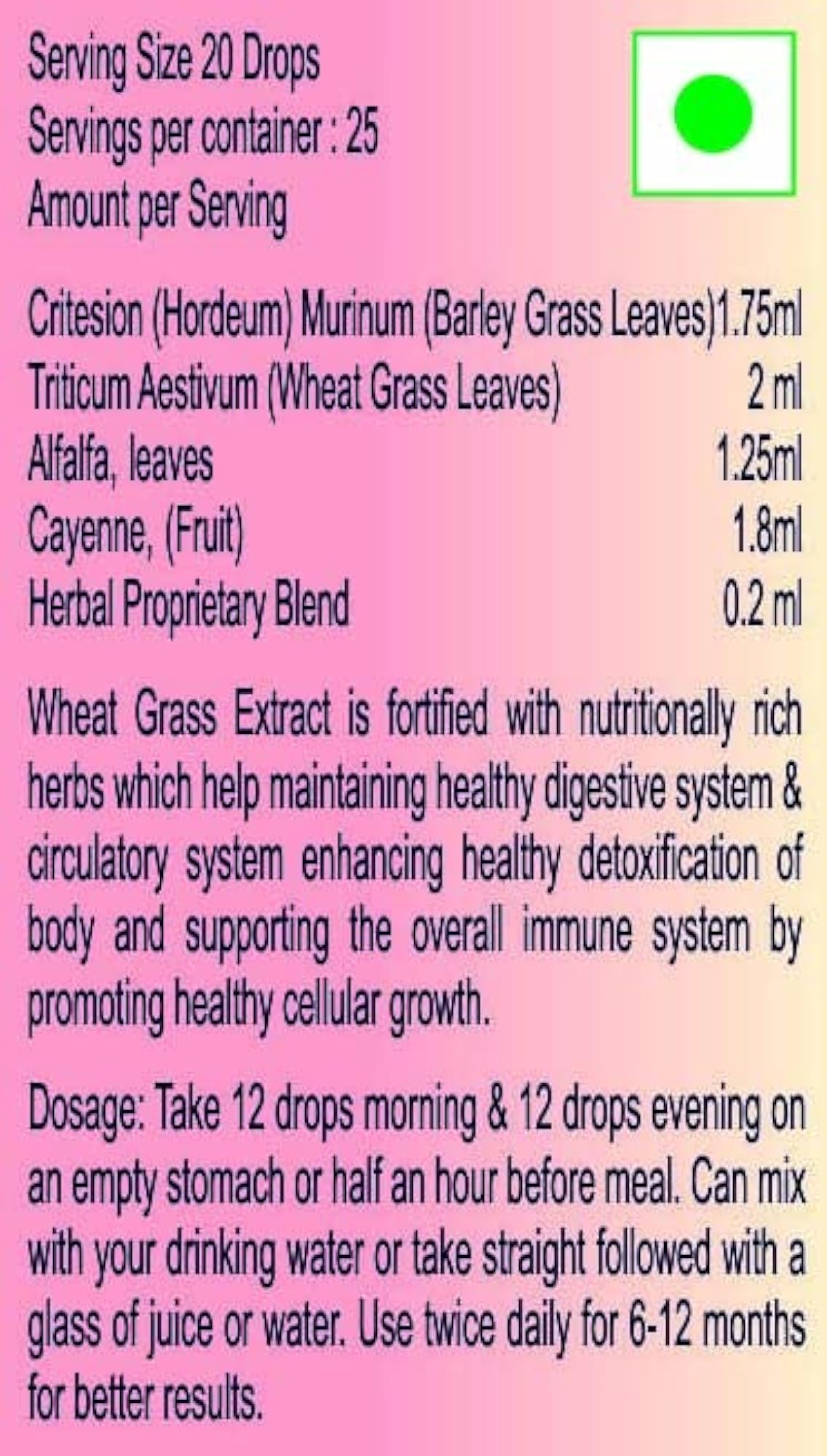 Wheat Grass Extract Drops - 50ml