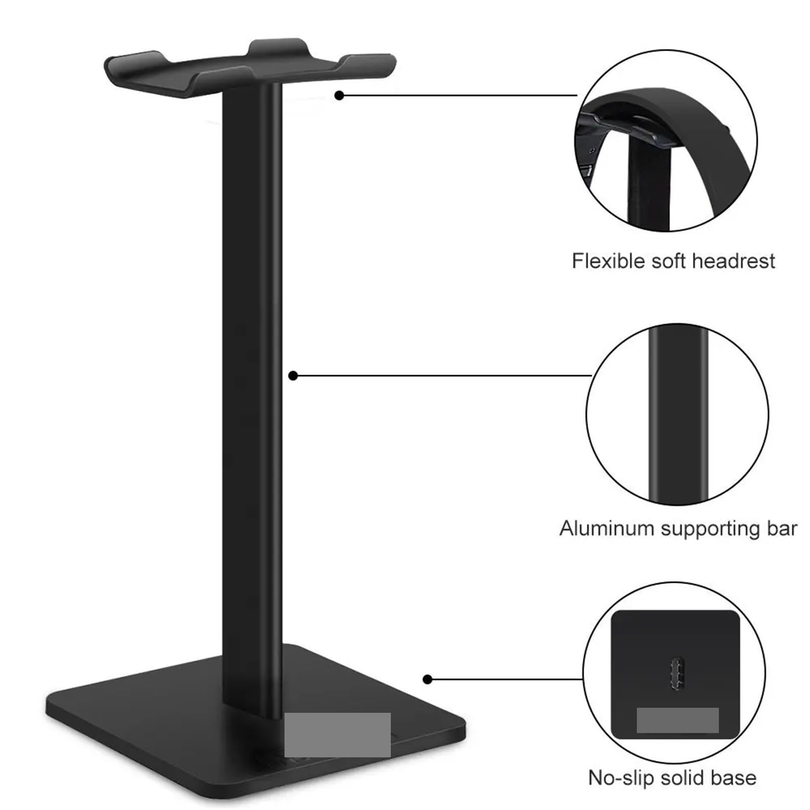 Supporto Per Cuffie Supporto for supporto for cuffie da gioco salvaspazio in lega di alluminio da 2 pezzi Per La Scrivania(Black)