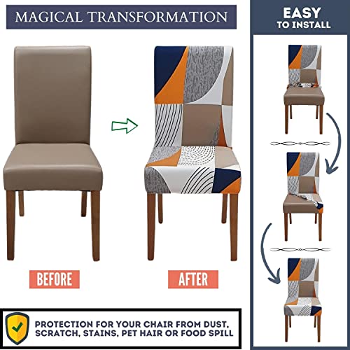 Image of SPRINGRICO Polyester Chair Covers For Dining Room (4 Pack, Color Matrix, Multicolor)