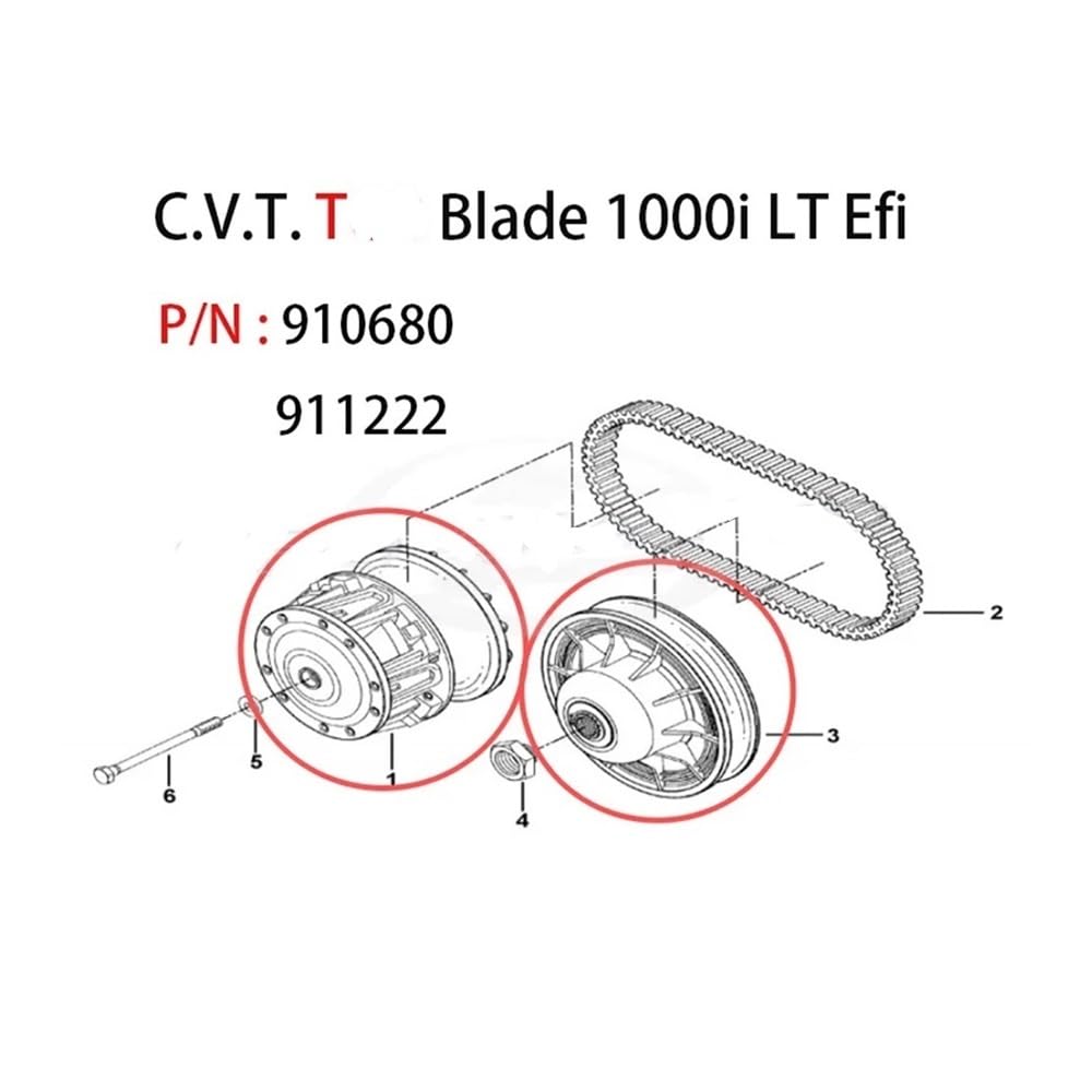 Poulie d'entraînement, embrayage primaire et secondaire for lame T 1000LT T3B/E2/E4 1000, pièces de ATV 910680 911222