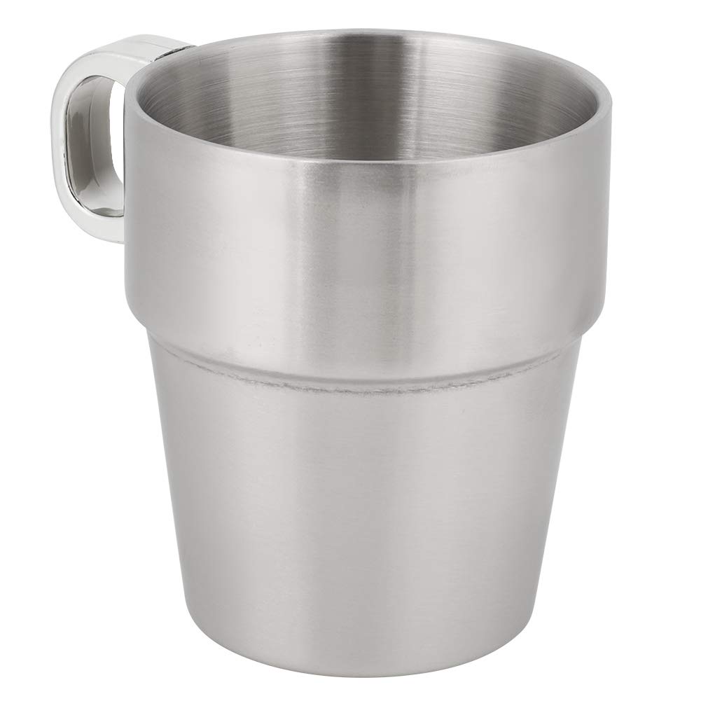 Juego de Tazas de café de Agua Apilables de Doble Capa, Antiescaldaduras, de Acero Inoxidable Preciso, con Soporte para Cocina Casera, 6 uds.