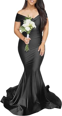Compra Vestidos De Dama De Honor Negros De La Sirena De La Muchacha 2018  Nuevo Del Hombro Longitud De Los Vestidos De Boda Simples Vestidos De Dama  De Honor Por Encargo Barato 