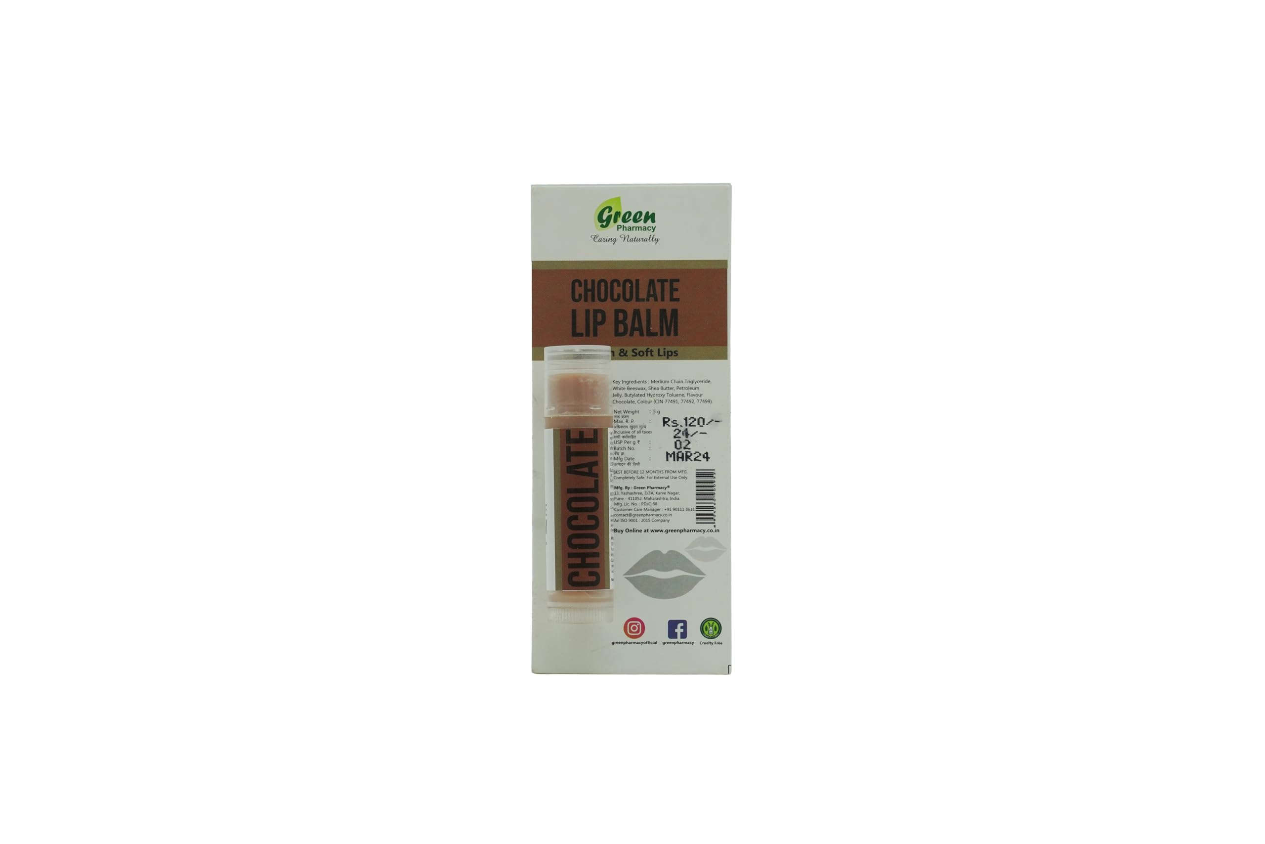 Green Pharmacy Feel Natural Organic Lip Balm 5g Chocolate-image-20