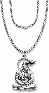 Ridhvik Silver Hanuman Pendant Necklace for Men & Boys | Stainless Steel Chain | Bajrang Bali Locket | Religious Spiritual... Price In India