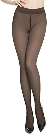 SHINsuke Women Winter Warm See Through Tights Thicken Fleece Fake Translucent Pantyhose Sheer Legging