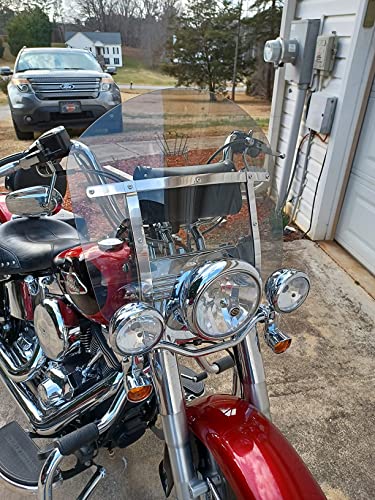 Harley Davidson light tint shorty 15\" windshield for Heritage Softail (FLSTC 1986-2014) Fat Boy (FLSTF 1990-2014) Softail Deluxe (1993-1996/2005-2012) top quality 7130 Makrolan Polycarbonate - Thumbnail 6