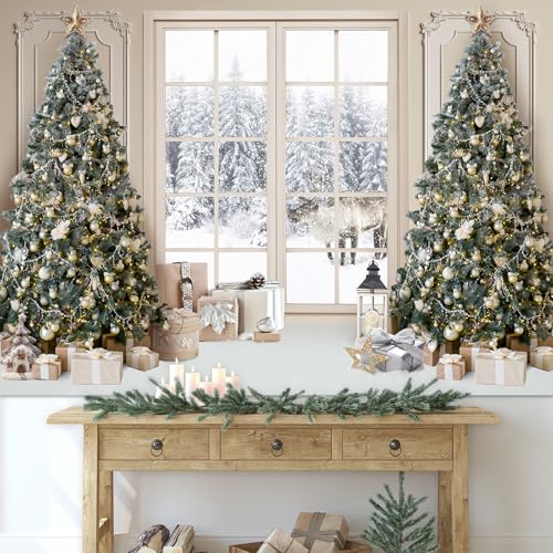 Avezano Christmas Window Backdrop for Photography Winter Snow Scene Merry Xmas Tree Background Snow Holiday Photobooth Portrait Party Banner Festival Photo Studio Props Supplies (10x7ft) by Avezano - Image 2