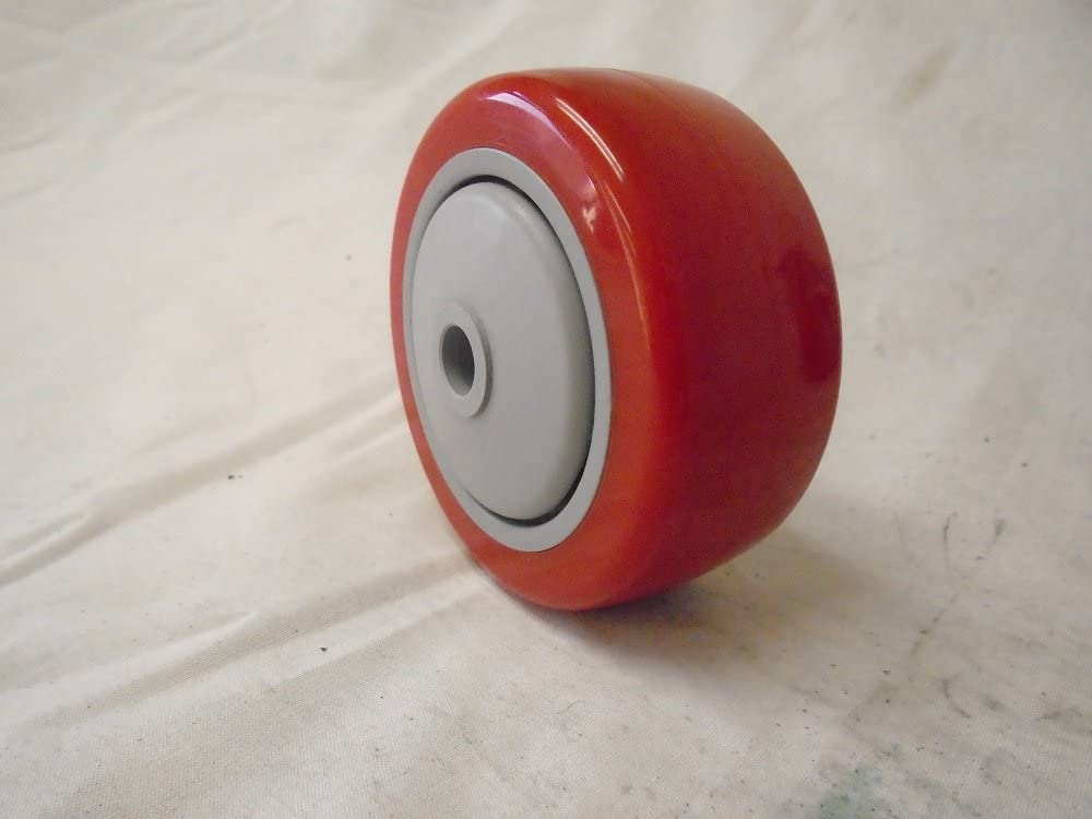 3" x1-1/4 Swivel Casters Red Polyurethane Wheel with Brake (2) & Swivel (2), Supports 300 lbs Each, Perfect for Equipment Carts, Display Racks, Light Machinery, and DIY Projects