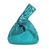 Eternal Beauty Teal Sequin Wristlet Bag, Reinforced Sparkly Evening Clutch for Wedding Guest, Cruise & Prom Mini Purse