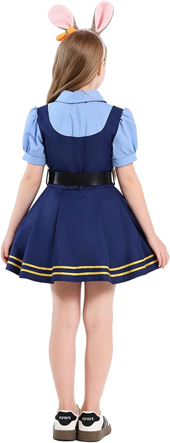 Judy Hopps Costume Judy Cosplay Police Full Set Dress Shirt Pants Headband Tie Belt for Halloween Outfits
