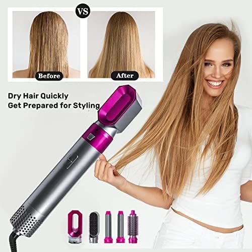 5 in 1 Hair Styler Airwrap, 2022 New Updated Air Styler with Hot Air Brush, Air Curler, Hair Dryer, Straighteners,Wrapper (Purple Light)