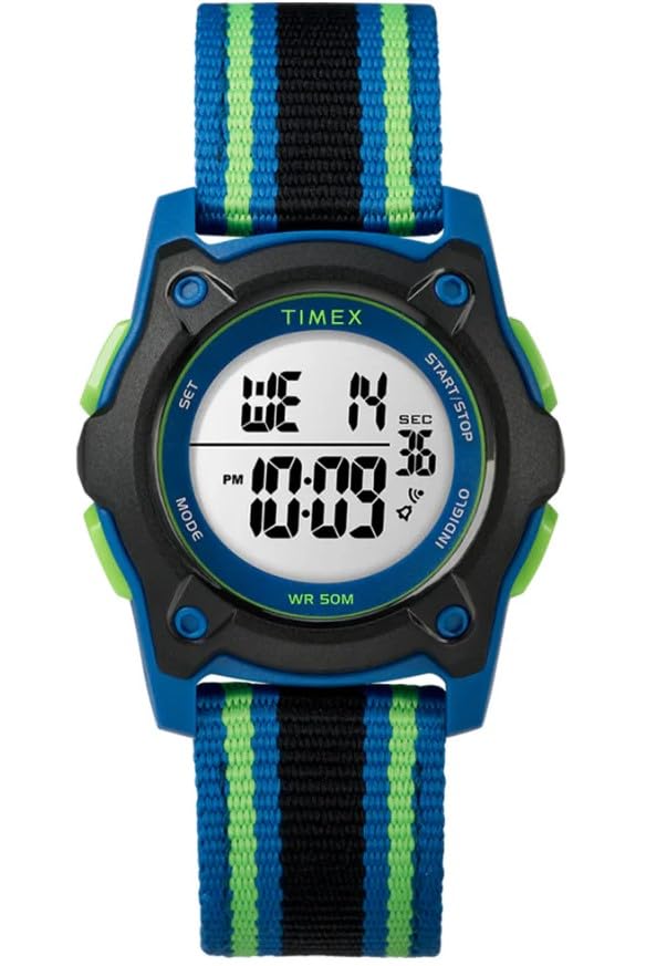 Timex Kids TW7C26000 Time Machines Digital 35mm Blue/Black/Green Double-Layered Nylon Strap Watch by Timex - Used condition - CA$39.75
