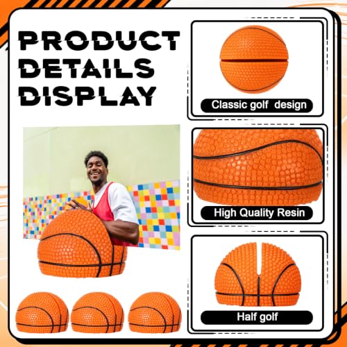Image of Leinuosen 24 Pcs Resin Basketball Base Centerpieces Place Card Holder Basketball Shaped Table Number Holder Name Place Photo Stand for Sports Events Wedding Party
