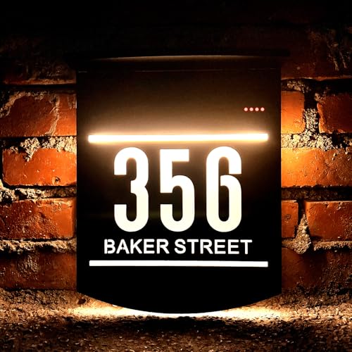 Solar Address Sign Lighted Address Plaque Outdoor Waterproof Illuminated LED Acrylic Address...