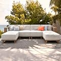 MIXPATIO Patio Sectional Furniture Set, 6 Piece Outdoor Wicker Sofa Couch Set, Yellow Rattan Modular Outdoor Conversation Sets with 10" Extra Thick Cushions, Low Profile Lawn Deck Garden Furniture