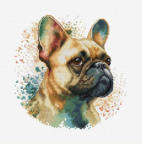 Luca-S Cross Stitch Kit with Hoop Included (The French Bulldog), White, M - Image 2