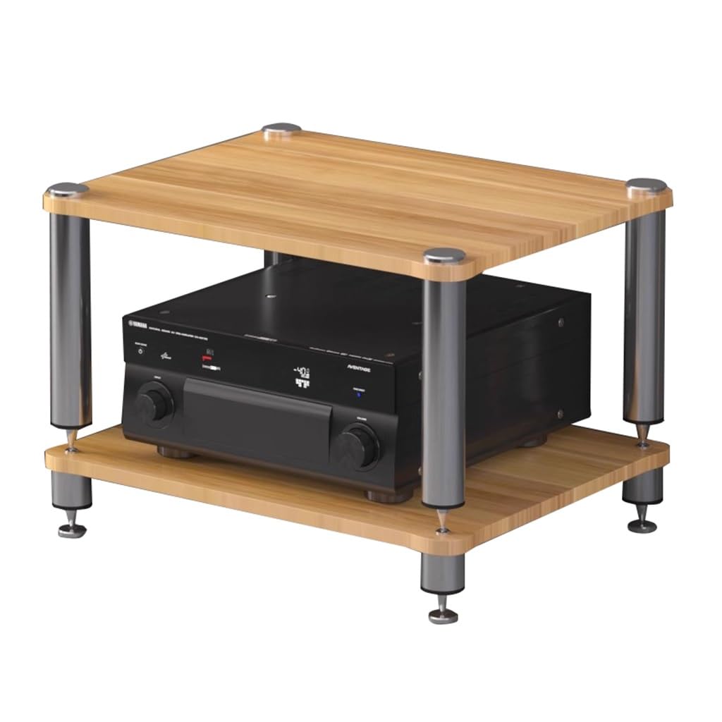 Easnuroz HIFI Audio Cabinet 2/3/4-Tiers HIFI Record Player Stand HiFi Racks And Stands Audio Rack Cabinet AV Shelf TV Table For Amp/Turntable/Sky Box/Printer (Wood color, 60 * 48 * 38cm(2Tier)) — image 1