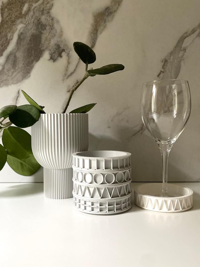 Eoqifjm As Shown In The Picture Stacking Letter Coaster Light Grey Finish Mid Century Modern