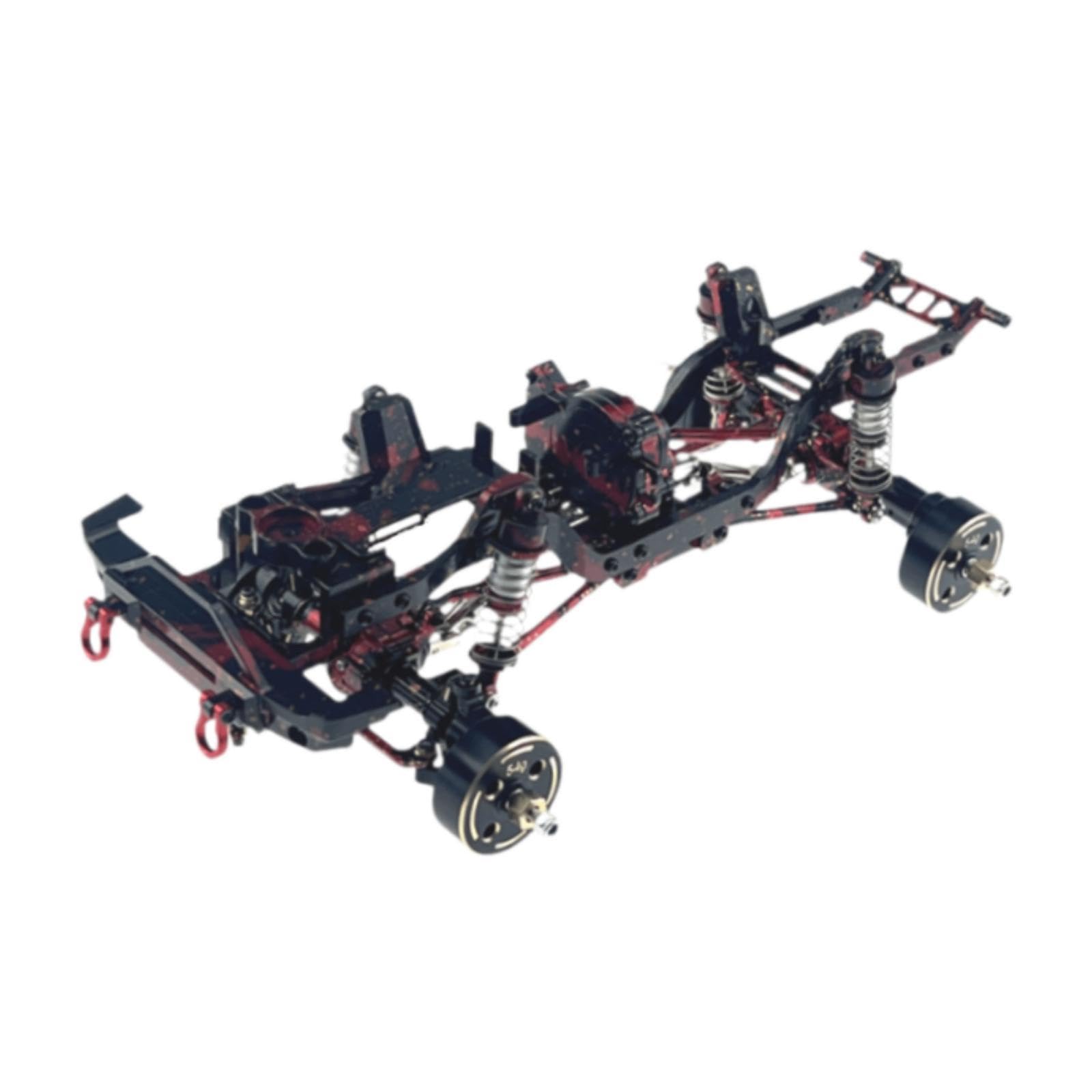 Chasis Metálico para Coche RC 1 18 Bastidor Marco Estructura Mecanizado de Alta Precisión con Layout Modular para Fácil Desmontaje Compatible con, Negro Rojo