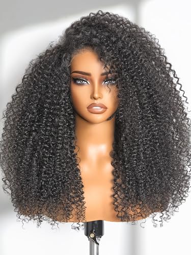 Image of LUVME HAIR Kinky Curly 5X5 Lace Front Wigs All-Day Comfort Wig Human Hair Curly Hair glueless wigs human hair pre plucked pre cut long black wig lace closure wigs frontal wigs human hair