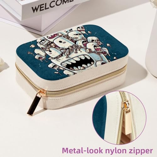 Caja de joyería de doble capa portátil con diseño de dientes divertidos 7