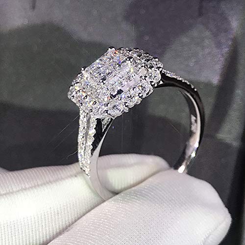 Shiny Cubic Zirconia Ring for Women Sparkling Minimalist Diamond Ring with Half-Halo Accents Jewelry Gift for Special Occasions3