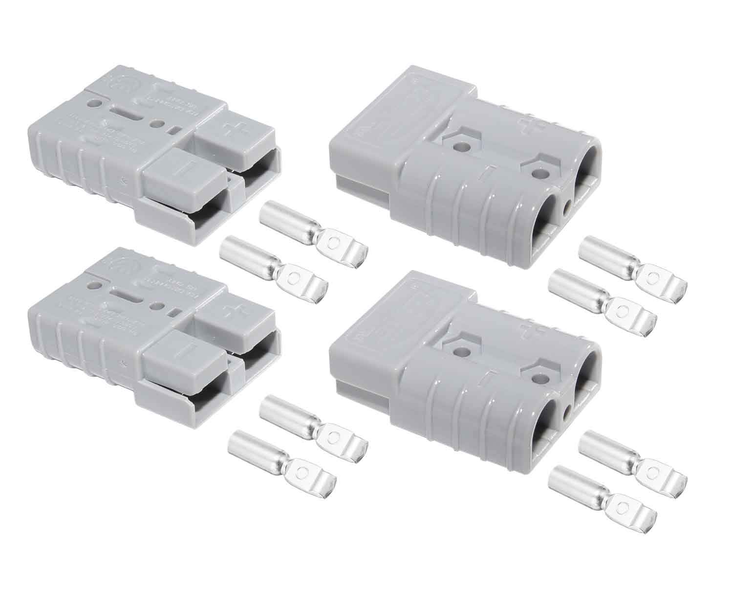 Conector Anderson SB50 para cable de batería 600V 50A, terminales grises en pack de 4 2