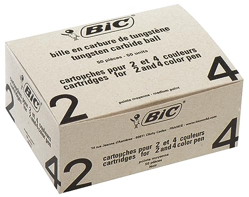 BIC 4 Couleurs Recharges pour Stylo Bille Pointe Moyenne 1 0 mm – Encre Lot Economique de