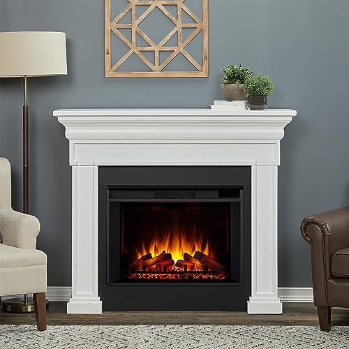 Amazon.com: Emerson 56 Grand Electric Fireplace in Rustic White by Real  Flame : Home u0026 Kitchen
