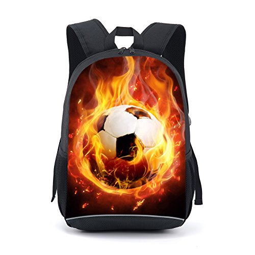 CAIWEI Mochila Escolar de 17 Pulgadas para Estudiantes (El Futbol)