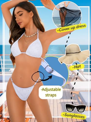 Cute Bikini with Skirt,High Waisted Bathing Suit and Cover Up Set,3 Piece Swimsuits for Women4