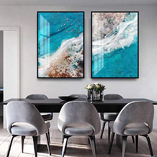 Toile peinture bleu océan pour habiller un mur vide lot de posters marins pour salon 30x40cm