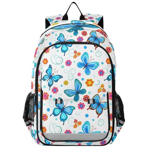 Butterfly Flowers Floral Kids Backpack Large Capacity Bookbag with Reflective Schoolbag for Girls and Boys 2303304