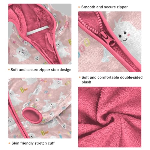 Halloween Ghost Toddler Fleece Jacket Baby Girls Hooded Zipper Long Sleeve Thick Warm Outerwear 3-10 Years3