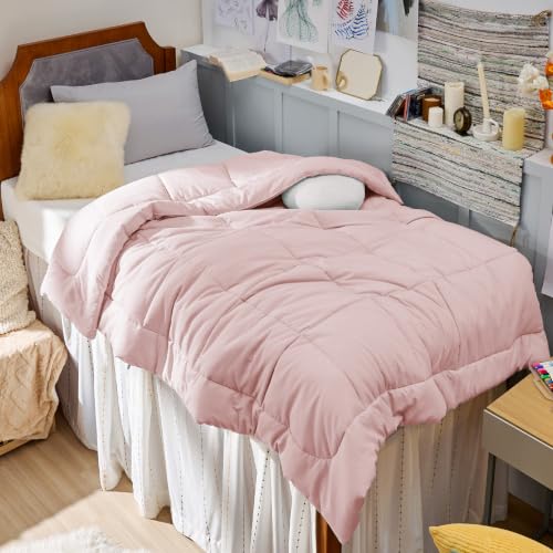 Image of Bedsure Comforter Duvet Insert - Quilted Comforters Twin Size, All Season Duvet, GentleSoft Down Alternative Bedding Blanket, with 8 Tabs, Gifts for Women /Men, Pink, Twin 88 x 68 Inches
