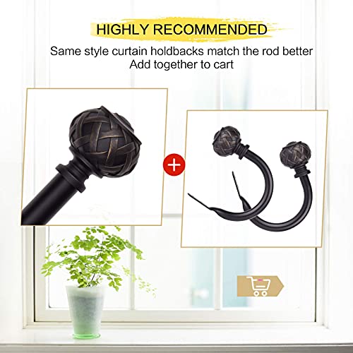 Szximu Curtain Holdbacks Set Of 2, Window Treatment Holdbacks Wall Mounted Drapery Hooks With Netted Texture Finials, Black #TOP6