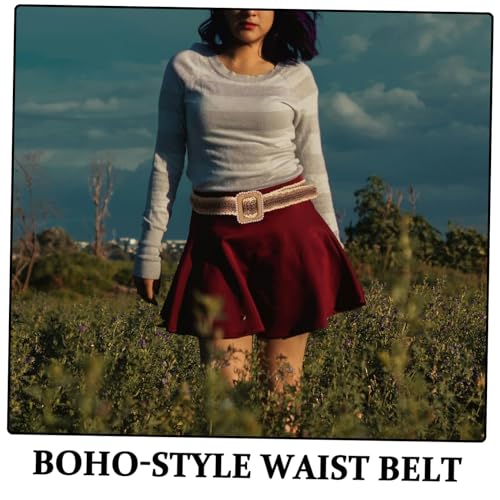 FRCOLOR Wide Woven Belt: Decorative Raffia Waistband for Women Boho Adjustable Waist Belt for Dresses for Travel Gatherings and Everyday Style3