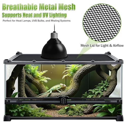 Image of 10 Gallon Reptile Enclosure Terrarium, 20 inch x 12 inch x 10 inch | Front Opening Glass Reptile Tank, Waterproof Rainforest Terrarium for Geckos, Frogs, Small Lizards, Corn Snakes