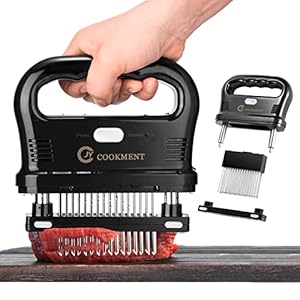 JY COOKMENT Meat Tenderizer Tool with 48 Stainless Steel Ultra Sharp Needle Blades, Detachable Kitchen Cooking Tool Best For Tenderizing, BBQ, Marinade
