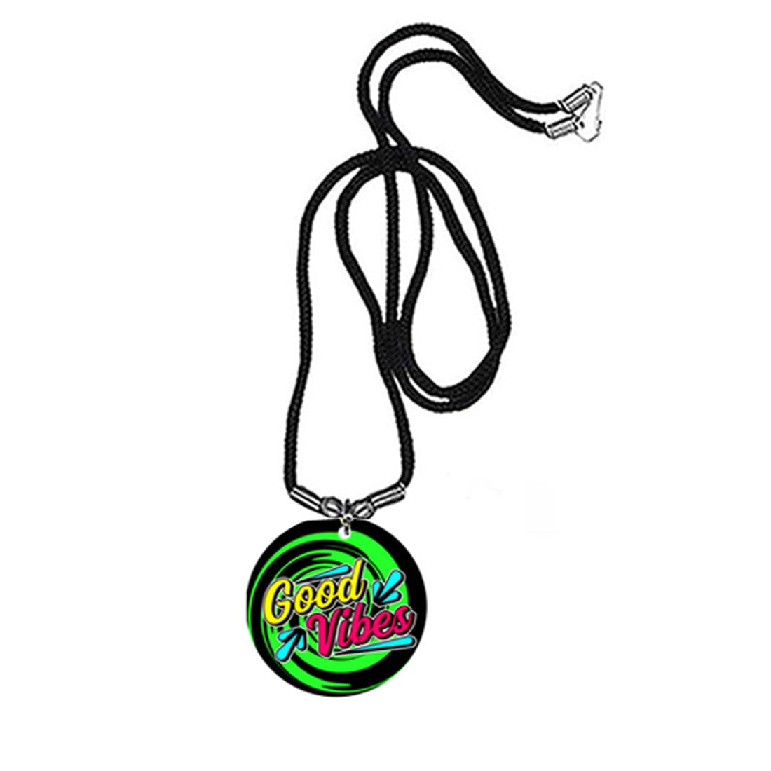 abhiora fashion Good Vibes Only Green Acrylic Pendant with Cord Chain Positive Quote Inspirational Jewelry for Men and Women-picture-49