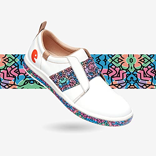 UIN Women's Fashion Sneakers Lightweight Walking Casual Slip Ons Art Painted Athletic Travel Skate Shoes Las Ramblas2